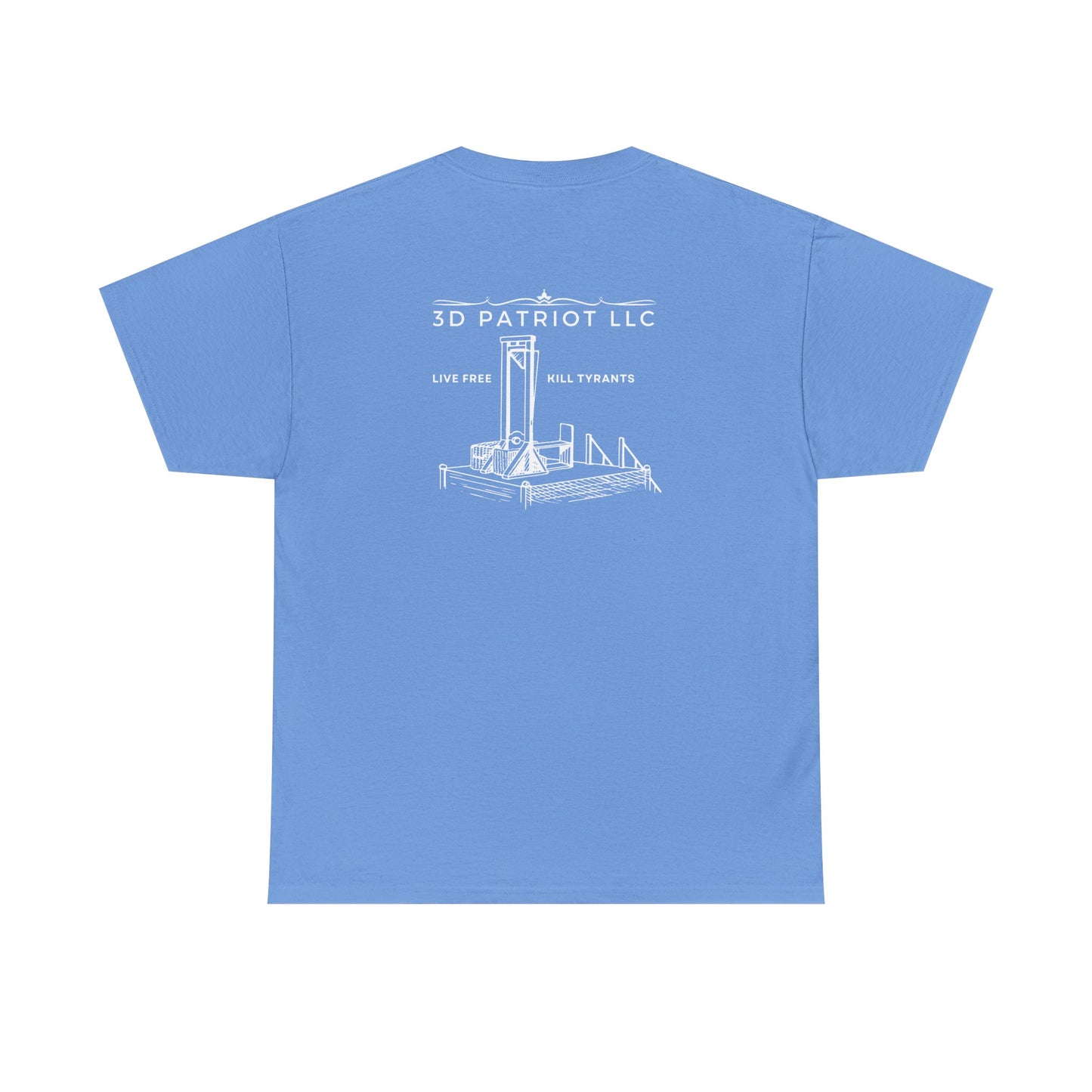 WHITE 3D Patriot Small Logo with Guillotine - Unisex Heavy Cotton Tee