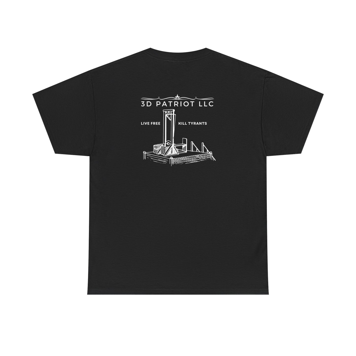 WHITE 3D Patriot Small Logo with Guillotine - Unisex Heavy Cotton Tee