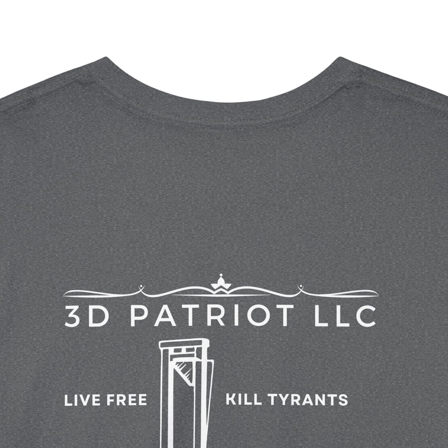 WHITE 3D Patriot Small Logo with Guillotine - Unisex Heavy Cotton Tee