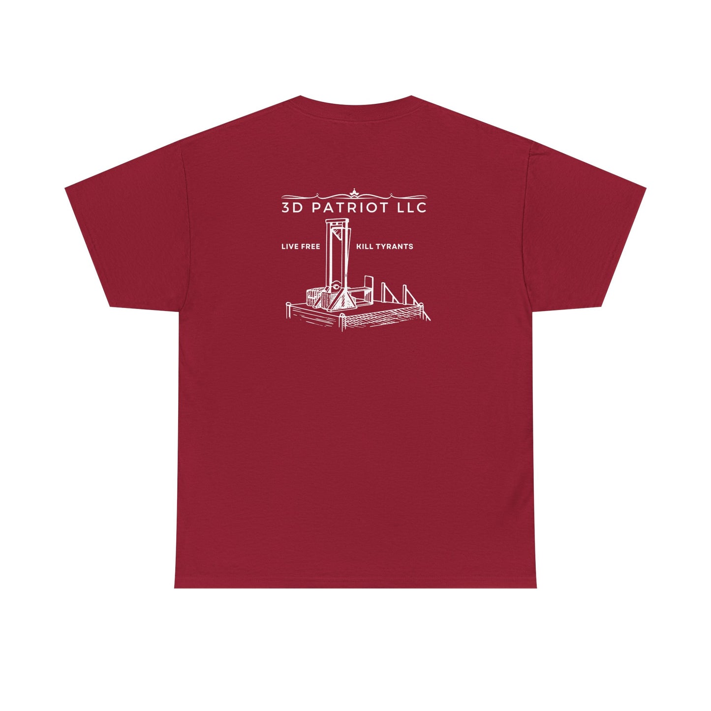 WHITE 3D Patriot Small Logo with Guillotine - Unisex Heavy Cotton Tee