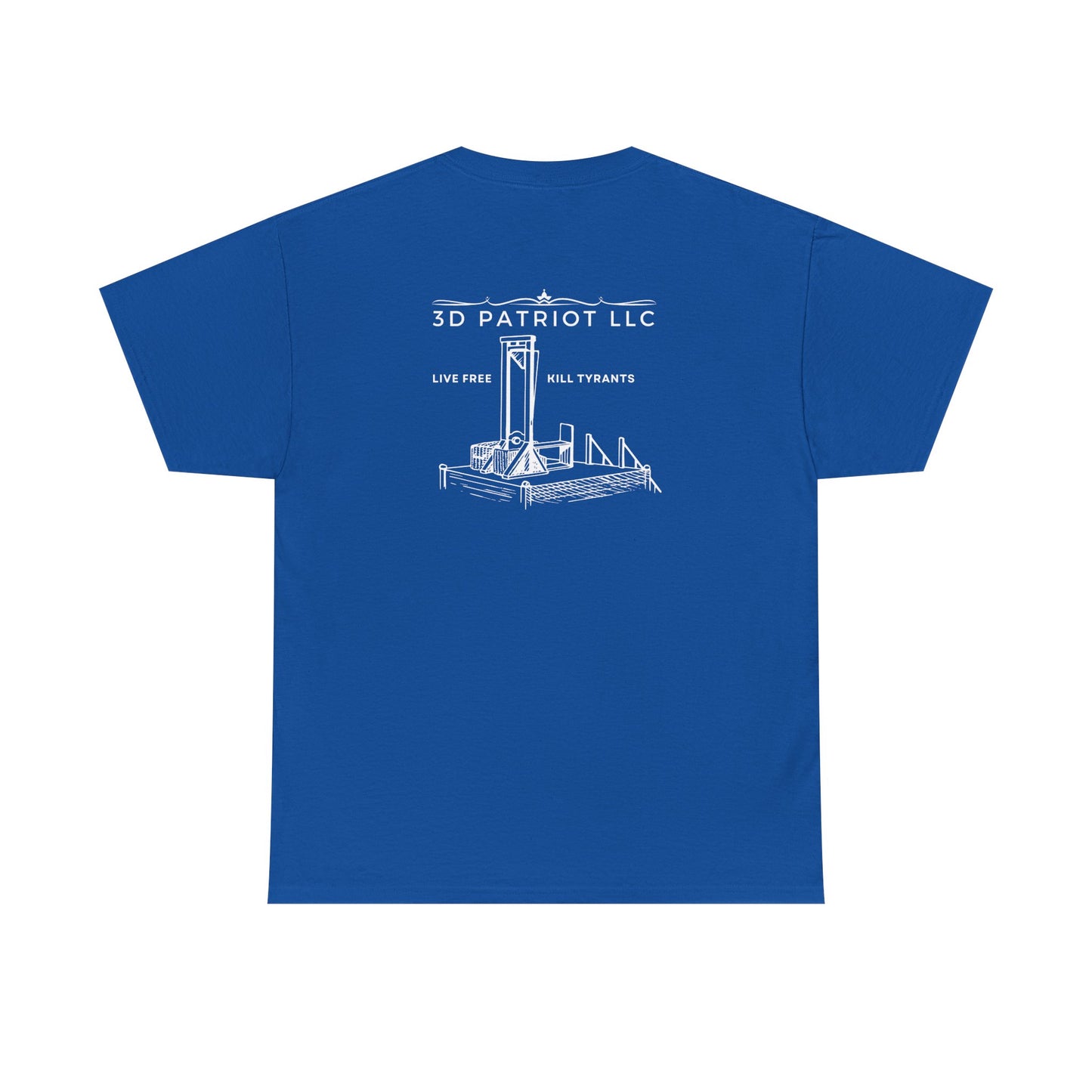 WHITE 3D Patriot Small Logo with Guillotine - Unisex Heavy Cotton Tee