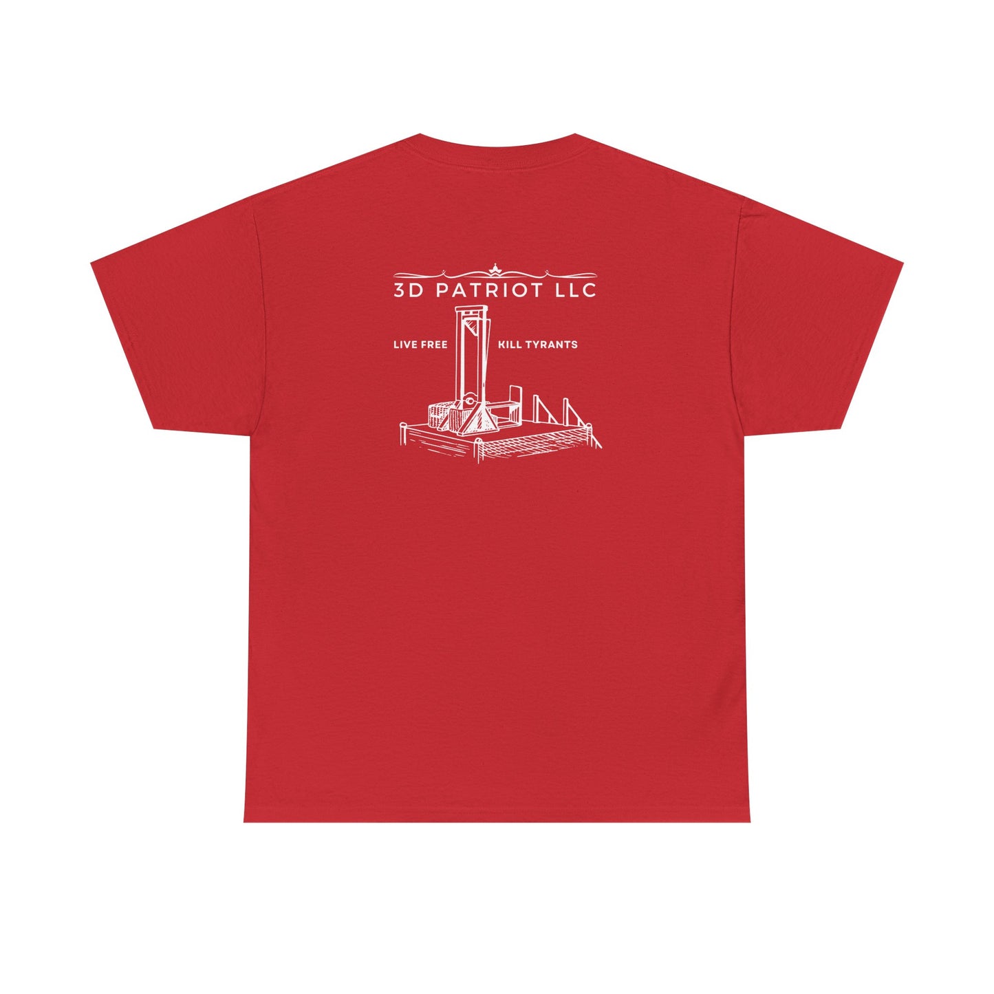 WHITE 3D Patriot Small Logo with Guillotine - Unisex Heavy Cotton Tee