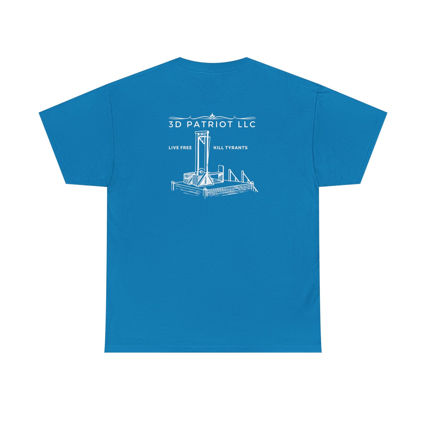 WHITE 3D Patriot Small Logo with Guillotine - Unisex Heavy Cotton Tee