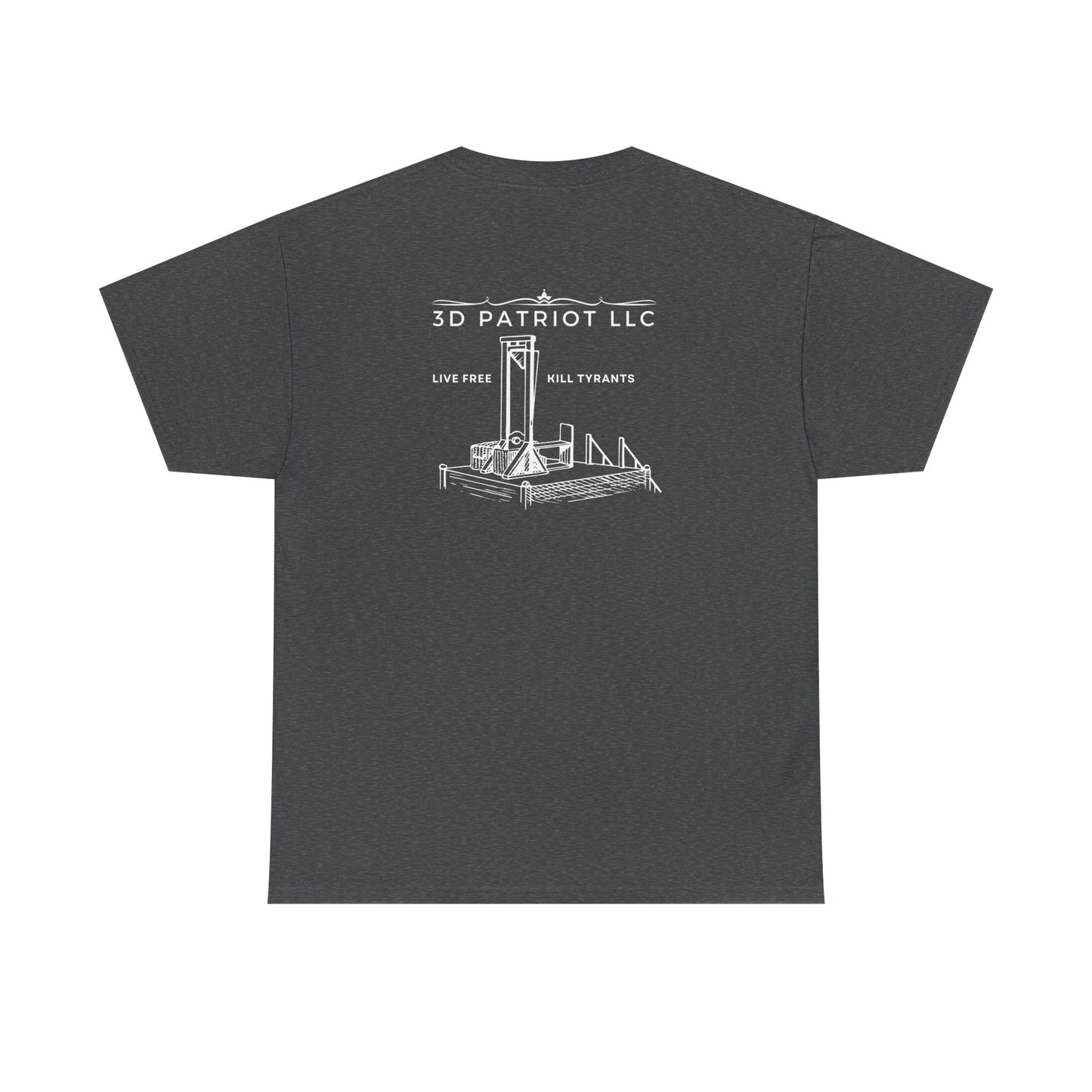 WHITE 3D Patriot Small Logo with Guillotine - Unisex Heavy Cotton Tee