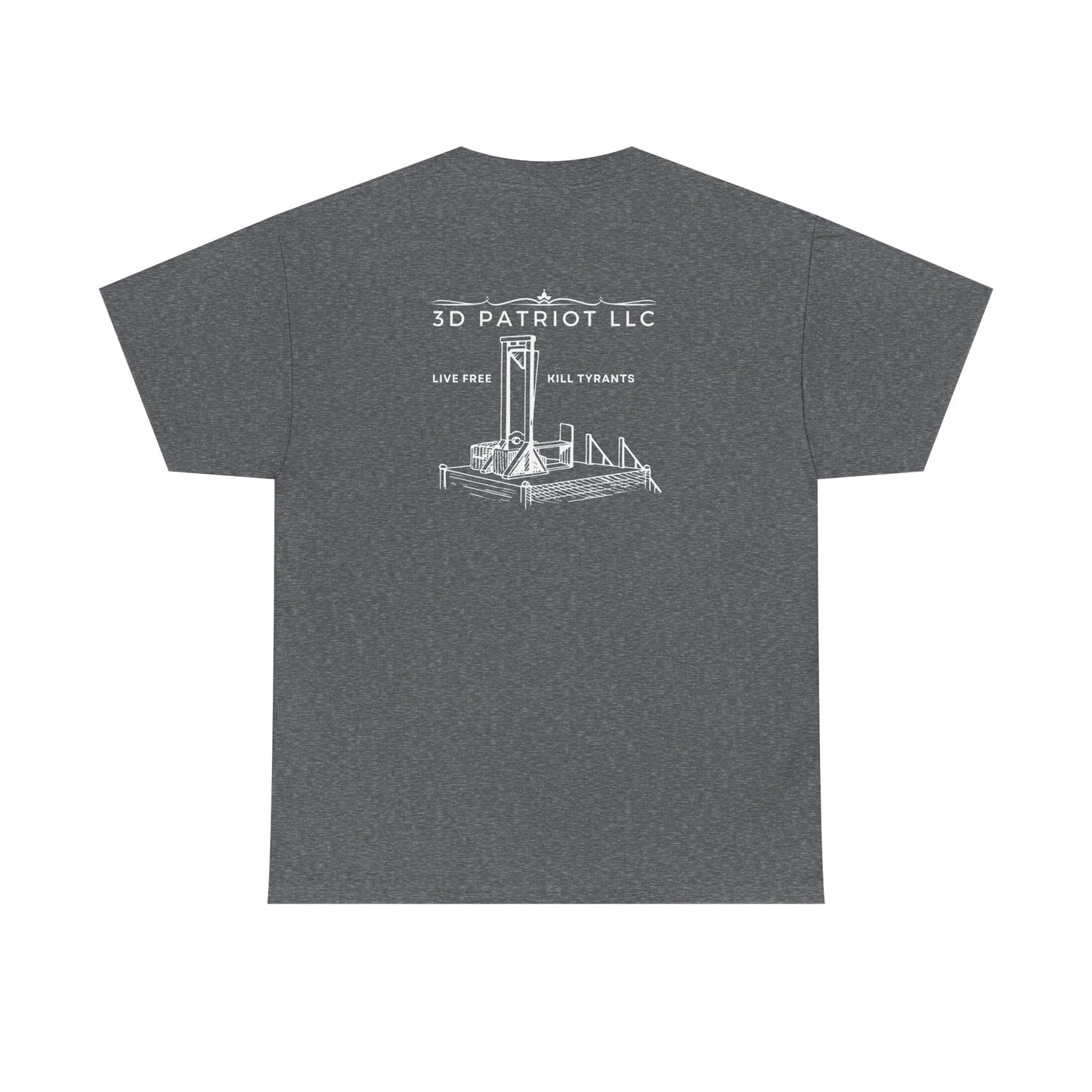 WHITE 3D Patriot Small Logo with Guillotine - Unisex Heavy Cotton Tee