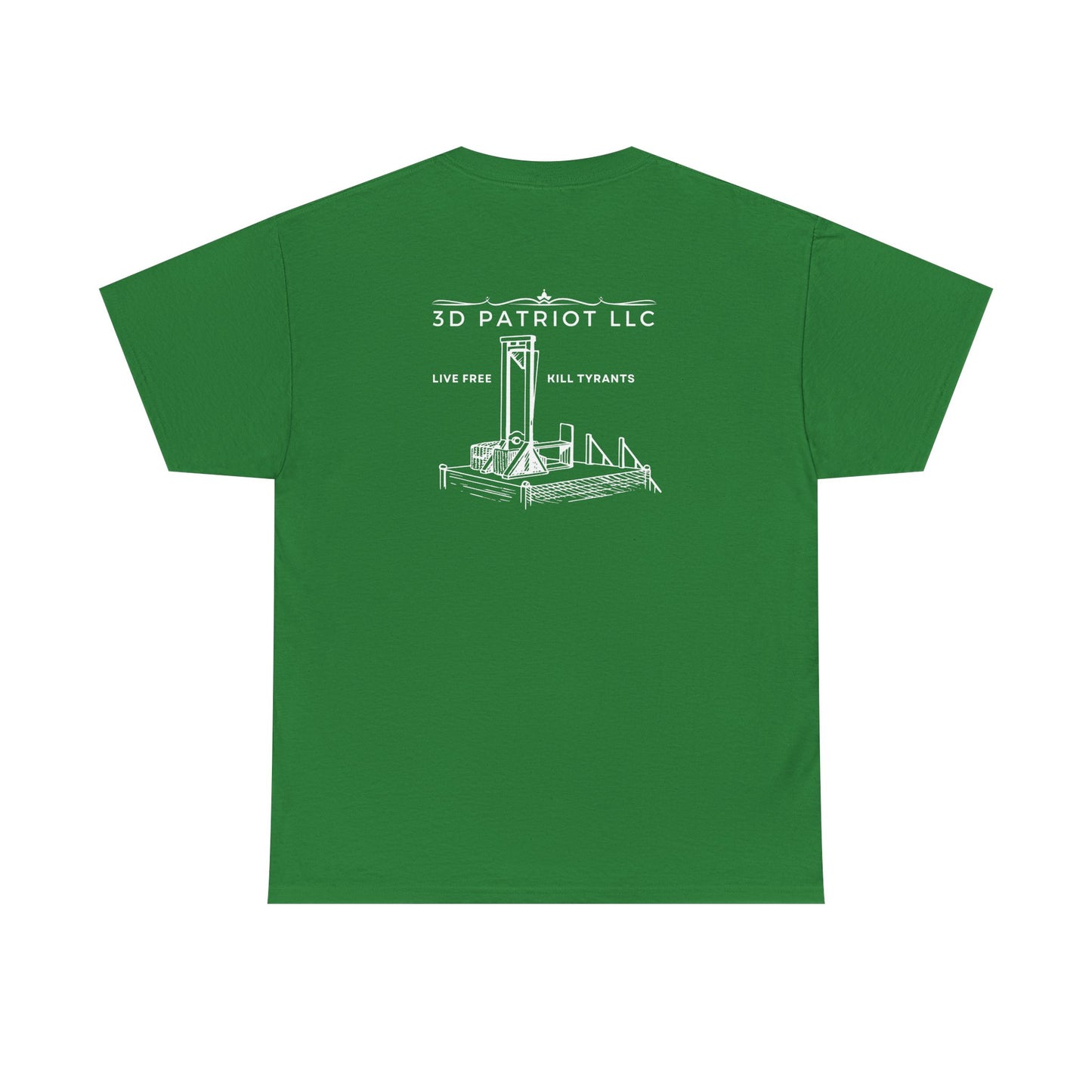 WHITE 3D Patriot Small Logo with Guillotine - Unisex Heavy Cotton Tee