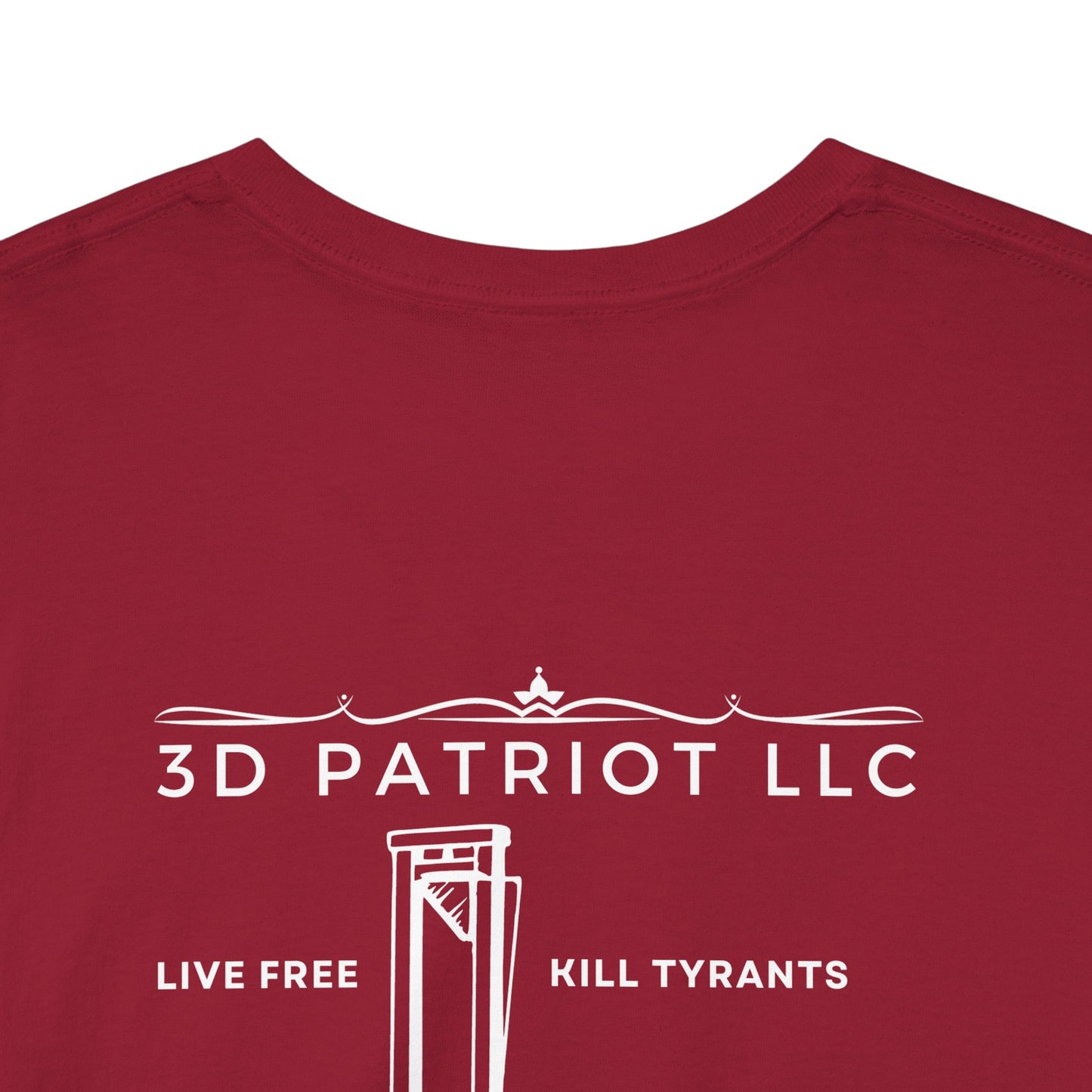 WHITE 3D Patriot Small Logo with Guillotine - Unisex Heavy Cotton Tee