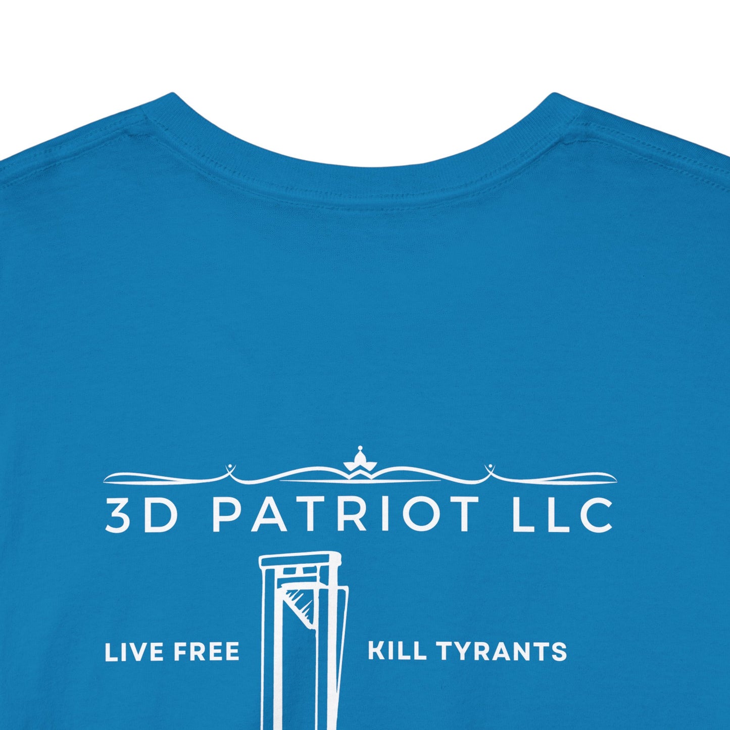 WHITE 3D Patriot Small Logo with Guillotine - Unisex Heavy Cotton Tee