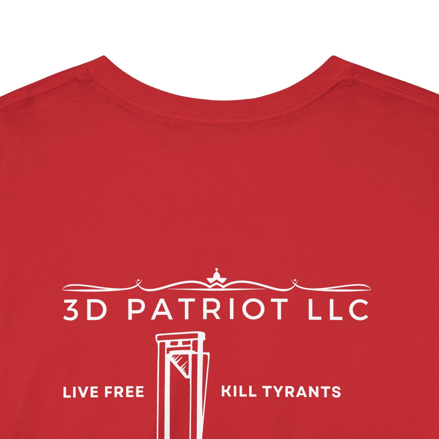 WHITE 3D Patriot Small Logo with Guillotine - Unisex Heavy Cotton Tee