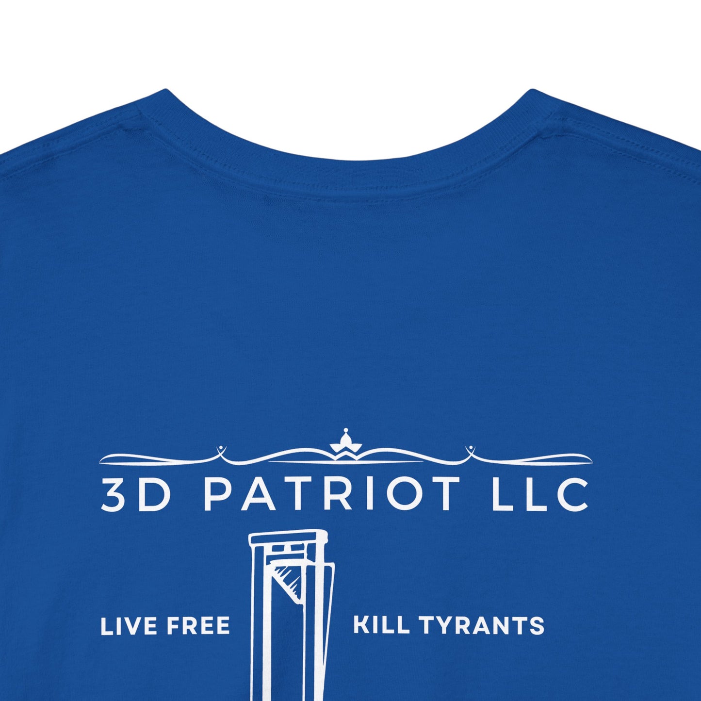 WHITE 3D Patriot Small Logo with Guillotine - Unisex Heavy Cotton Tee
