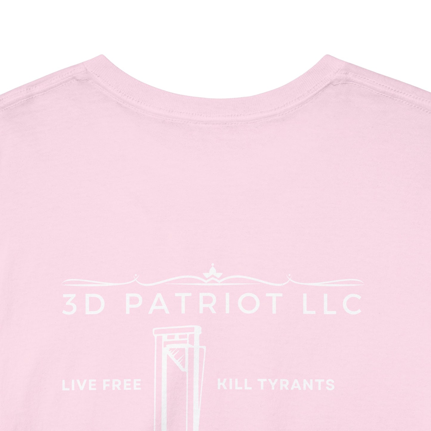 WHITE 3D Patriot Small Logo with Guillotine - Unisex Heavy Cotton Tee
