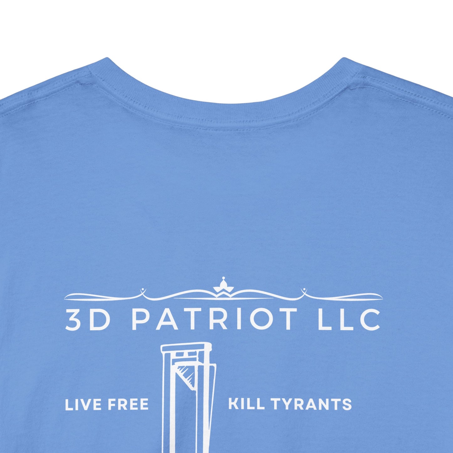 WHITE 3D Patriot Small Logo with Guillotine - Unisex Heavy Cotton Tee