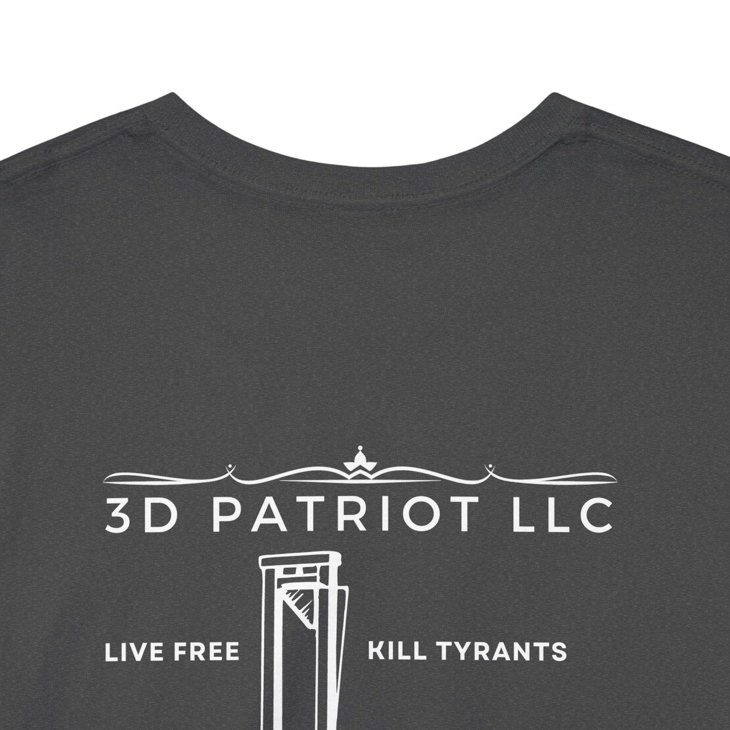 WHITE 3D Patriot Small Logo with Guillotine - Unisex Heavy Cotton Tee