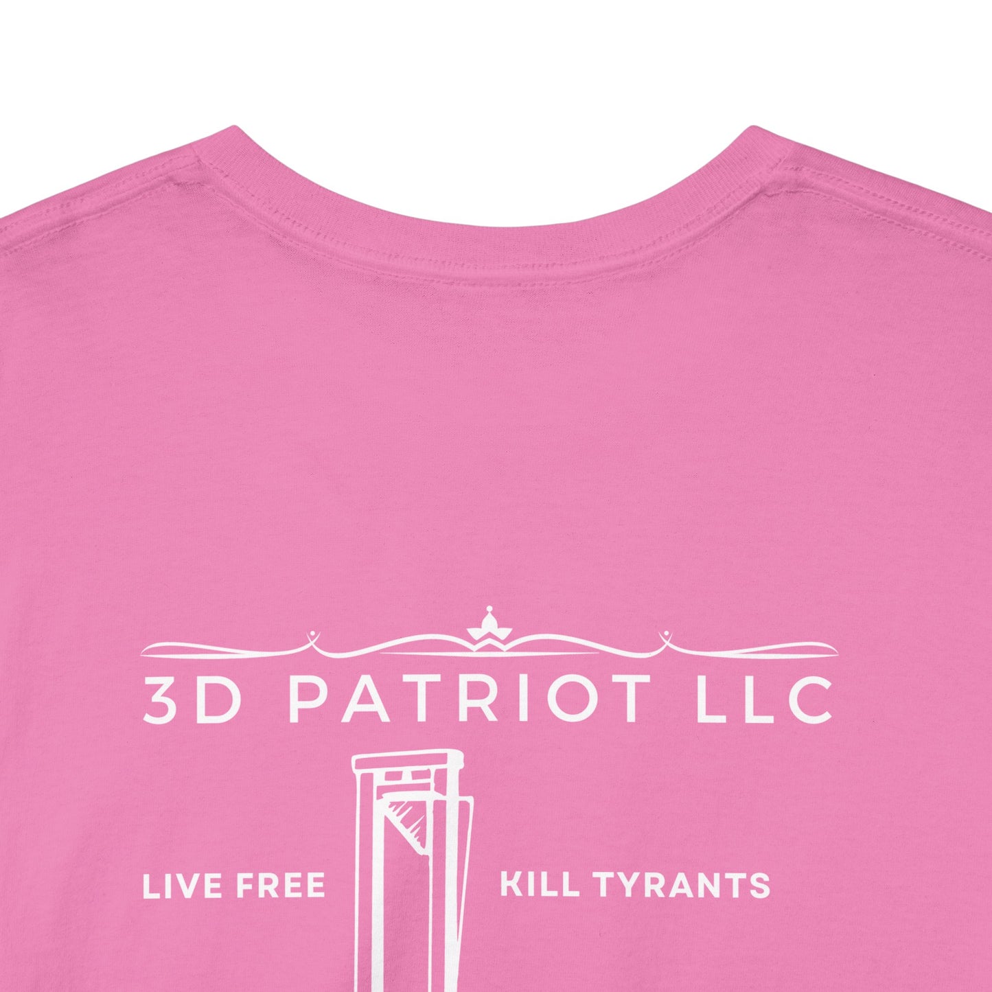 WHITE 3D Patriot Small Logo with Guillotine - Unisex Heavy Cotton Tee