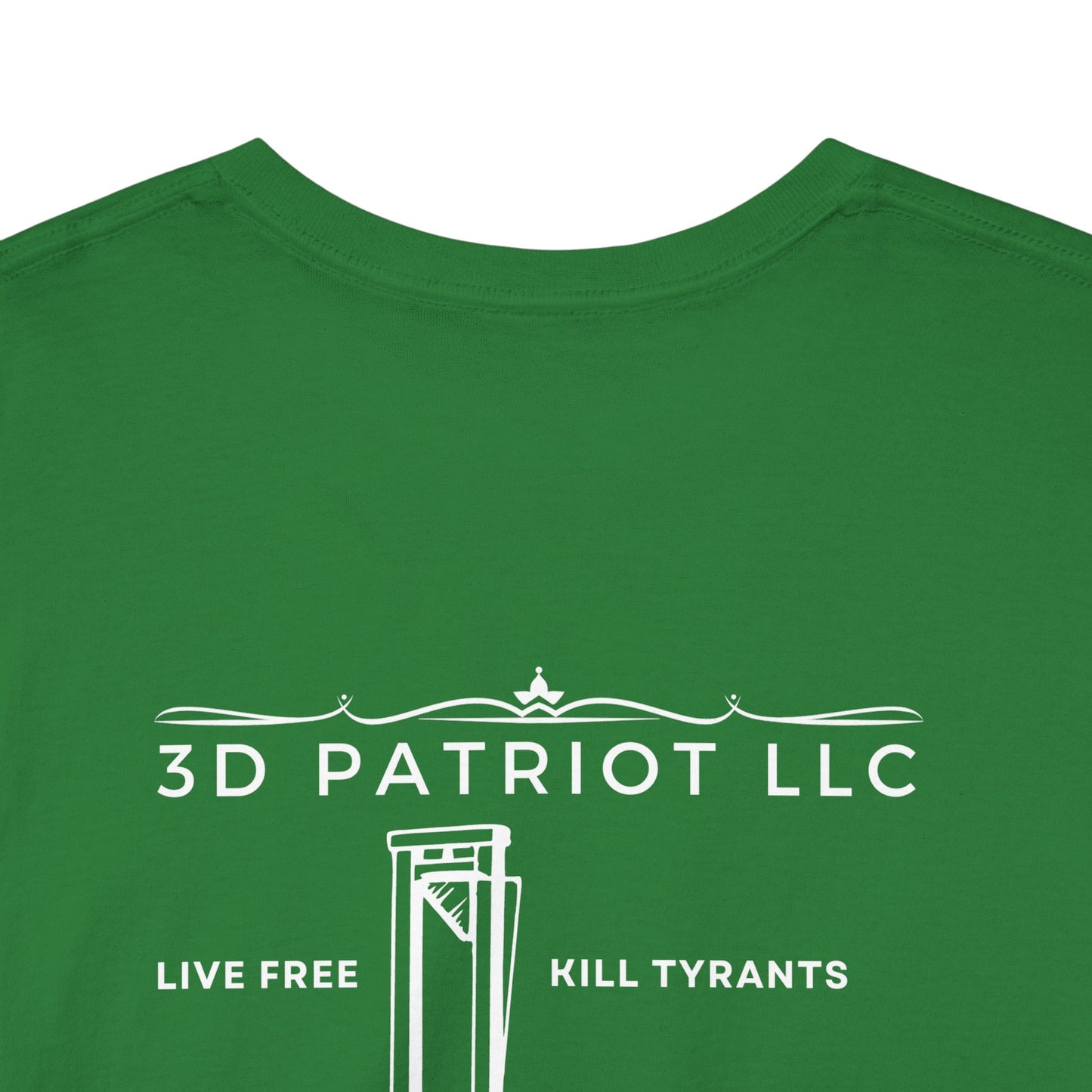 WHITE 3D Patriot Small Logo with Guillotine - Unisex Heavy Cotton Tee