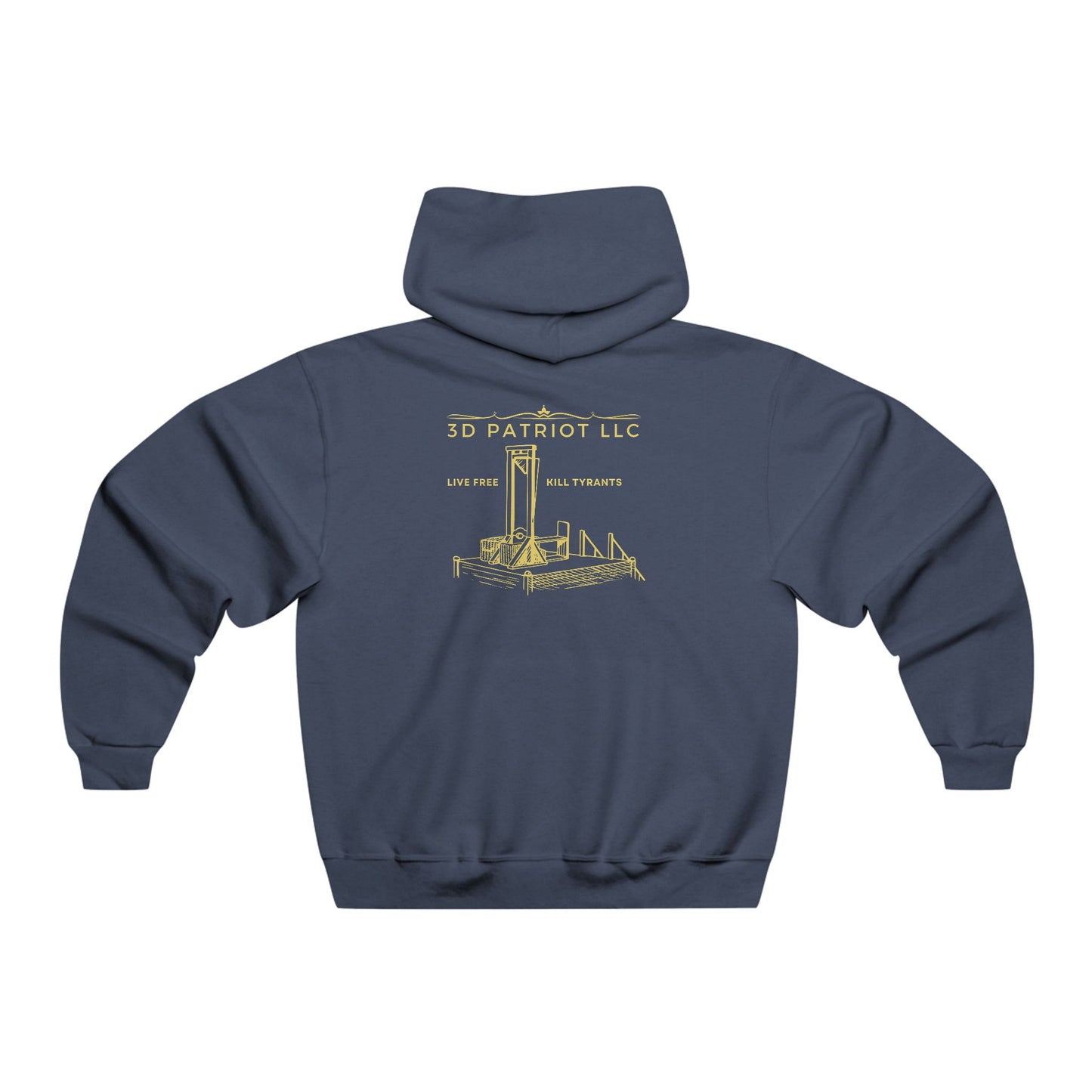 YELLOW 3D Patriot Small Logo with Guillotine - Men's  Hooded Sweatshirt